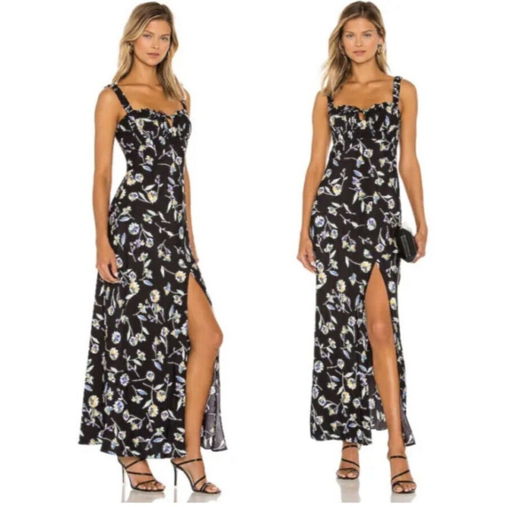 Nicholas NWOT Nina Dress Danbury Floral Maxi Black Blue Women’s 14